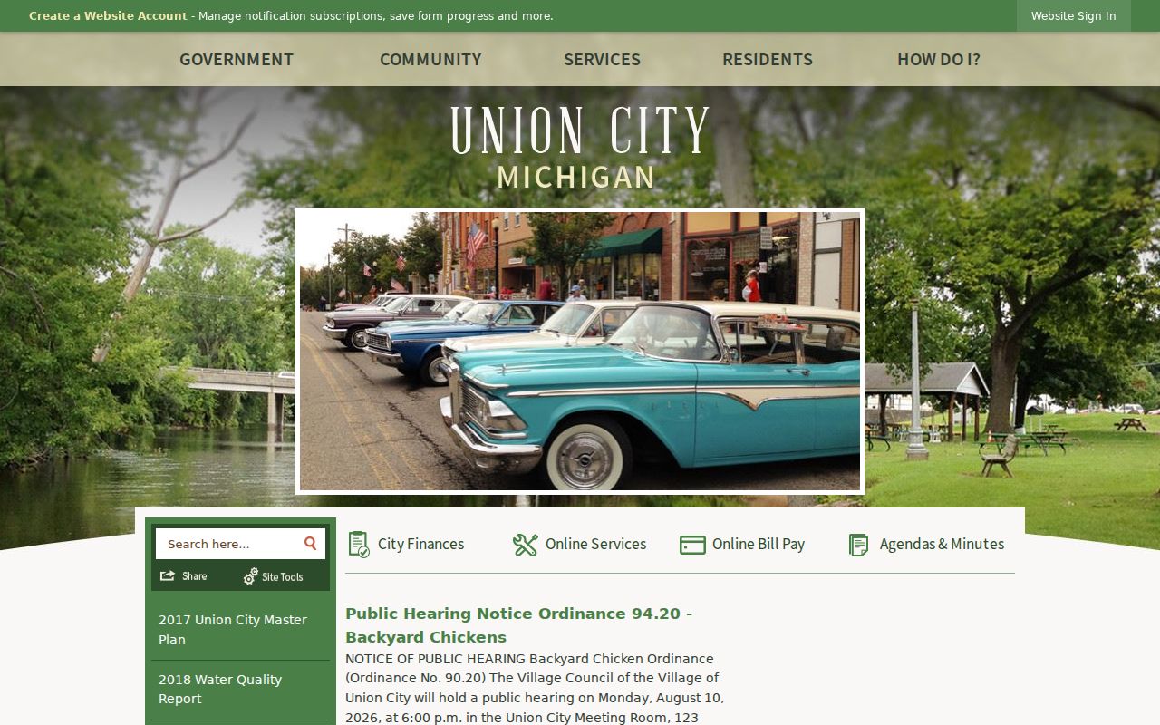 Union City warrant records image of the official Union City village website